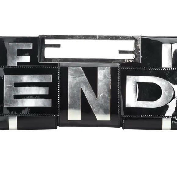 Frendi Clutch. Made of patent leather, with the brand's unique crossword design - Picture 2 of 7